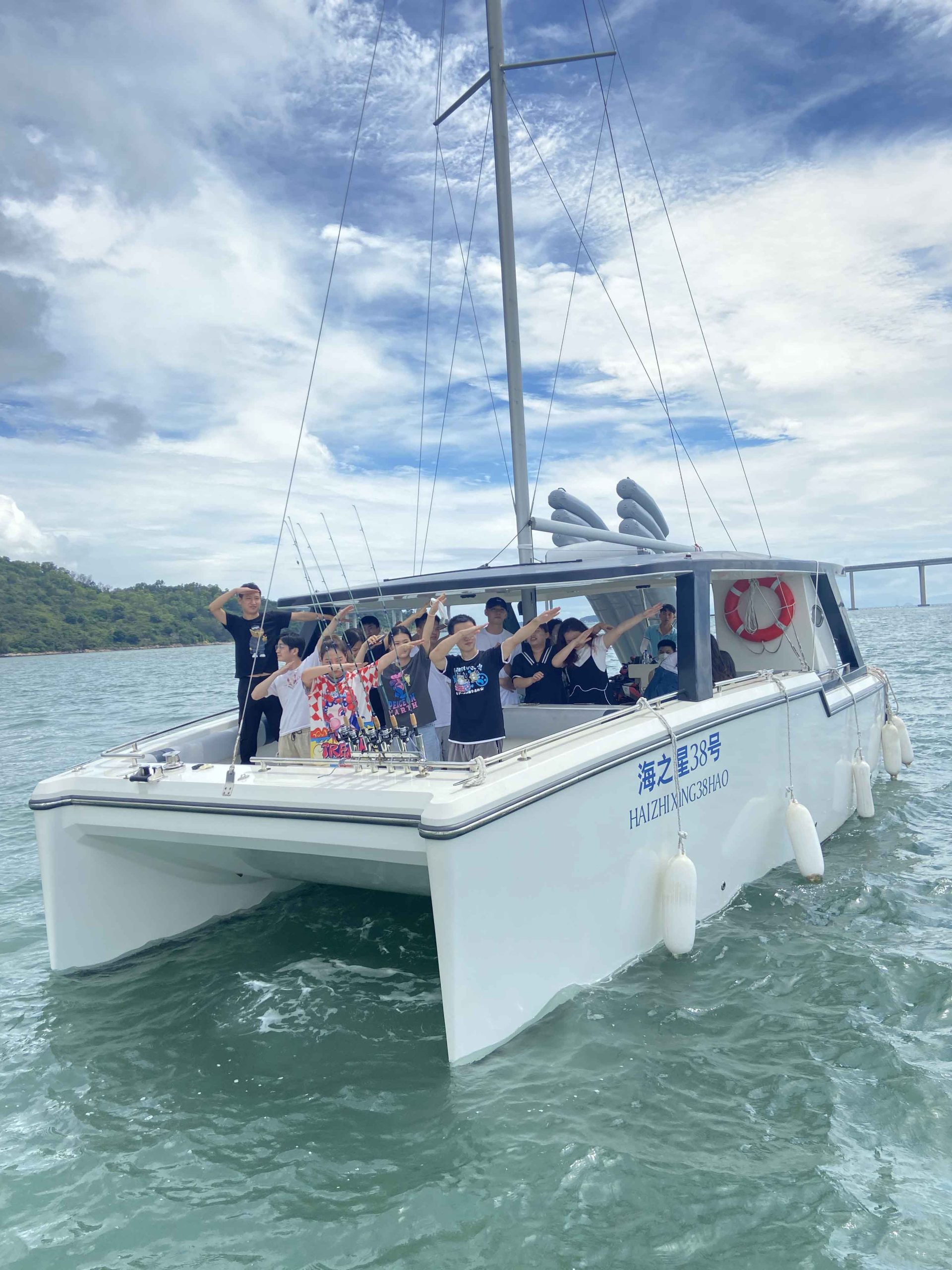 Team on speedboat
